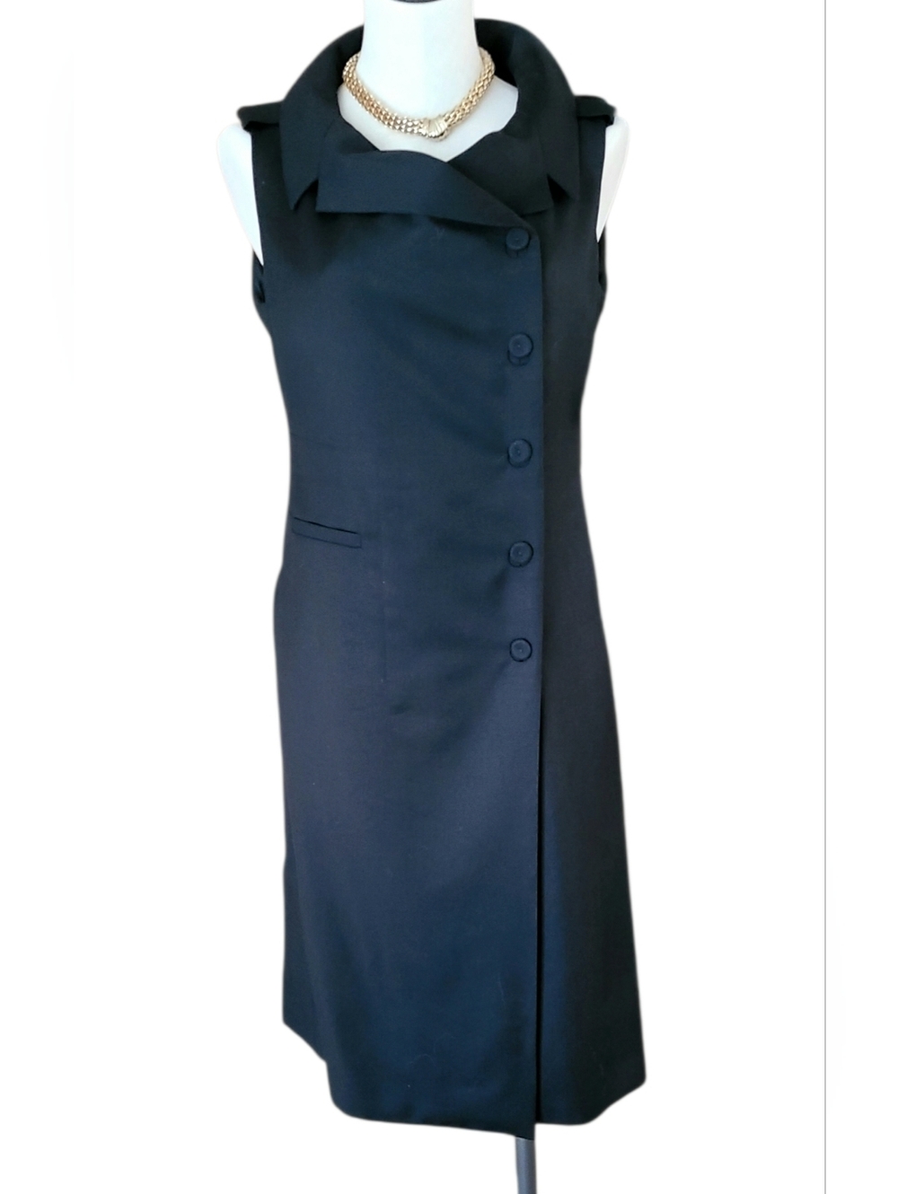 CALVIN KLEIN COLLECTION Wool Button up Dress Silk Lining Made In Italy.